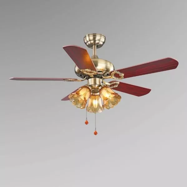 Quạt trần đèn, 5 cánh gỗ, thiết kế cổ điển QT-136 - Hình ảnh 2