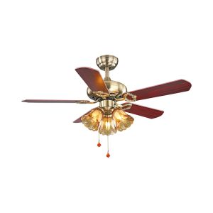 Quạt trần đèn, 5 cánh gỗ, thiết kế cổ điển QT-136