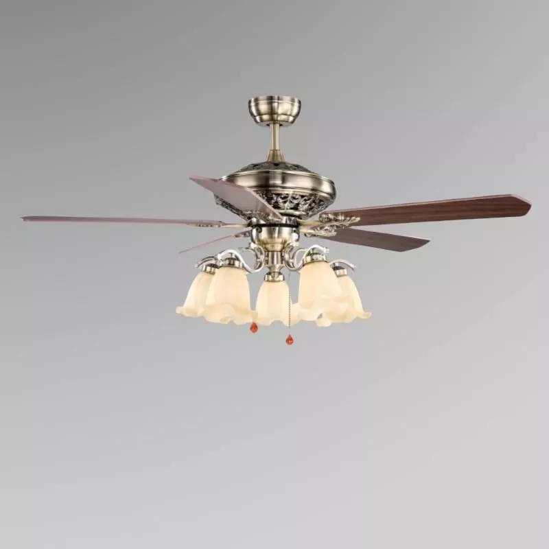 Quạt trần đèn, 5 cánh gỗ, thiết kế cổ điển QT-137 - Hình ảnh 2