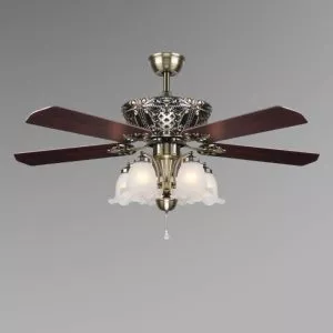 Quạt trần đèn, 5 cánh gỗ, thiết kế cổ điển QT-150