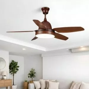 Quạt trần đèn,5 cánh gỗ, thiết kế hiện đại QT-144