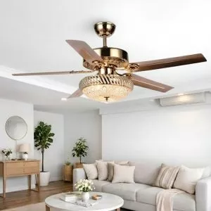 Quạt trần đèn, 5 cánh kim loại, thiết kế cổ điển QT-134