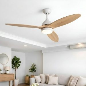 Quạt trần đèn, cánh gỗ, thiết kế hiện đại QT-109T