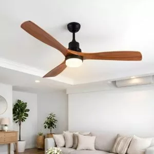 Quạt trần đèn,3 cánh gỗ, thiết kế hiện đại QT-139