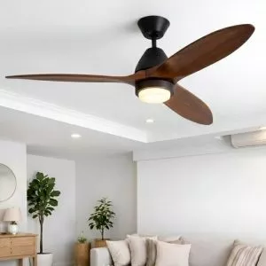 Quạt trần đèn, cánh gỗ, thiết kế hiện đại QT-109Đ