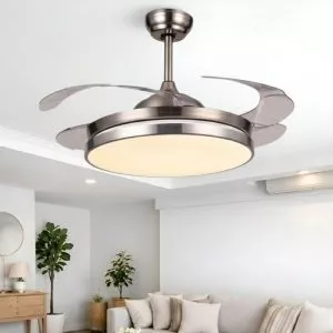 Quạt trần đèn, cánh xếp, thiết kế hiện đại QT-123