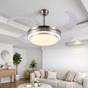 Quạt trần đèn, cánh xếp, thiết kế hiện đại QT-126