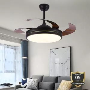 Quạt trần đèn, cánh xếp, thiết kế hiện đại QT-128