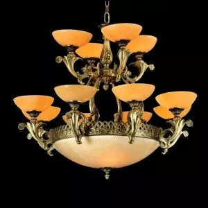Đèn Chùm Đồng Nguyên Chất, Chao Đá Ngọc Cao Cấp DCD-138