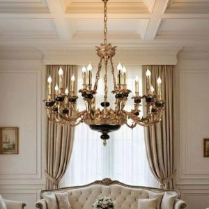 Đèn Chùm Đồng Nguyên Chất, Chao Đá Ngọc Cao Cấp DCD-114