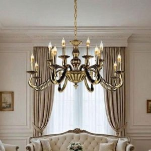 Đèn Chùm Đồng Nguyên Chất, Chao Đá Ngọc Cao Cấp DCD-132