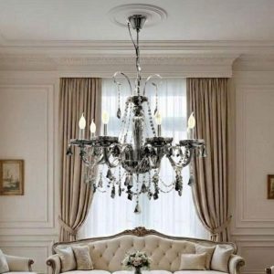 Đèn chùm tay nến – thủy tinh màu khói cao cấp DC-2014