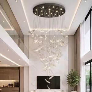 Đèn trang trí thông tầng-sảnh, thiết kế hình lông vũ nghệ thuật DTT-101