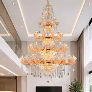 Đèn trang trí thông tầng – sảnh, thiết kế tân cổ điển phối phale cao cấp DTT-102