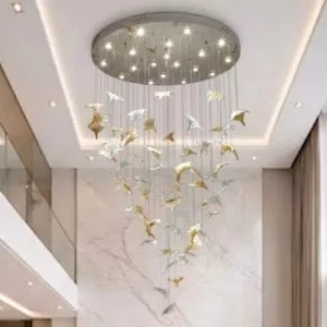 Đèn trang trí thông tầng-sảnh, thiết kế hình chiếc lá nghệ thuật DTT-117