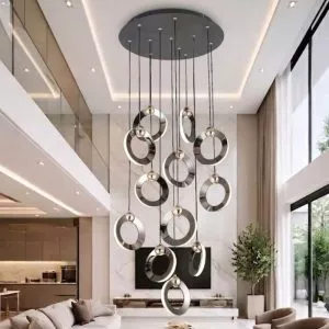 Đèn trang trí thông tầng-sảnh, thiết kế hình vòng nghệ thuật DTT-123