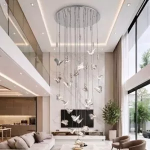 Đèn trang trí thông tầng -sảnh, thiết kế hình bướm nghệ thuật DTT-124