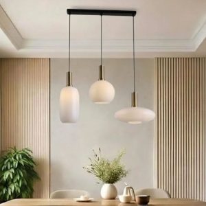Đèn thả nhà bếp-bàn ăn giá rẻ, thả chụp lồng đèn thủy tinh Đục SBA-60