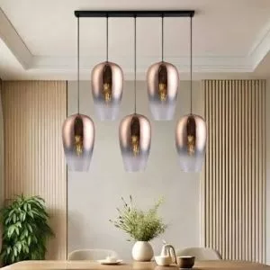 Đèn thả nhà bếp-bàn ăn giá rẻ, thả chụp thủy tinh loang màu Hồng SBA-65