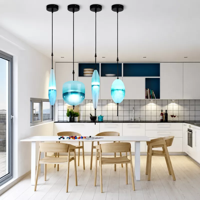 Đèn thả nhà bếp-bàn ăn cao cấp chao đá sứ màu xanh ngọc nghệ thuật TDC-68 - Hình ảnh 3