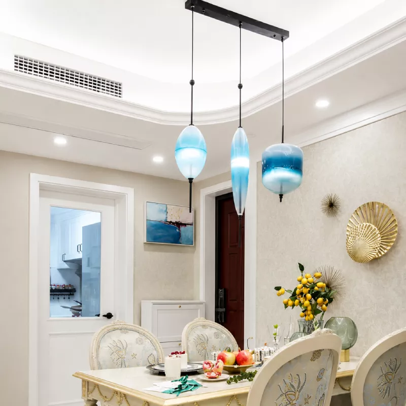 Đèn thả nhà bếp-bàn ăn cao cấp chao đá sứ màu xanh ngọc nghệ thuật TDC-68 - Hình ảnh 5