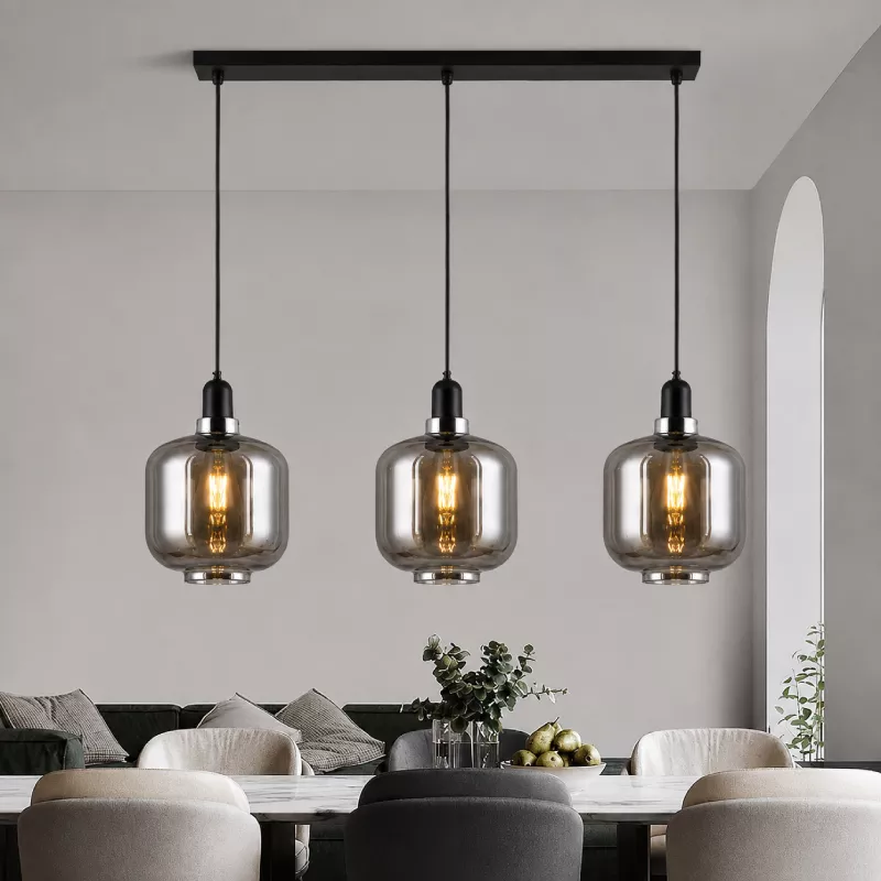 Đèn thả nhà bếp - bàn ăn, thả thủy tinh nghệ thuật màu khói TDC-43