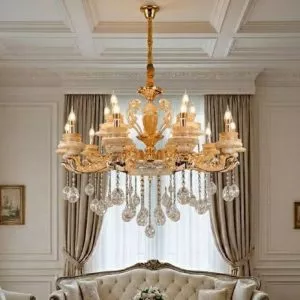 Đèn chùm tay nến, chao đá cao cấp DC-511