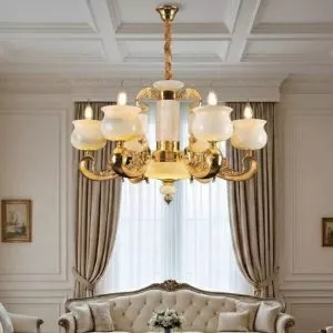 Đèn chùm tay nến, chao đá cao cấp DC-512