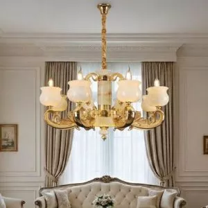 Đèn chùm tay nến, chao đá cao cấp DC-512