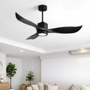 Quạt trần đèn, cánh nhựa đen, thiết kế hiện đại QT-102Đ