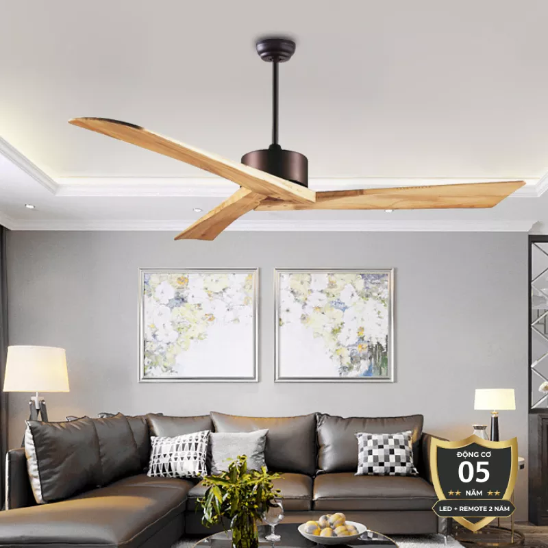 Quạt trần 3 cánh gỗ, thiết kế hiện đại QT-140