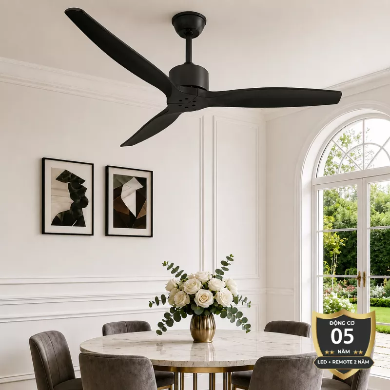 Quạt trần 3 cánh gỗ, thiết kế hiện đại QT-118