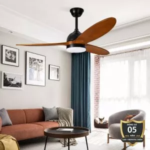 Quạt trần đèn, cánh gỗ, thiết kế hiện đại QT-109Đ