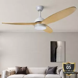 Quạt trần đèn, cánh gỗ, thiết kế hiện đại QT-109T