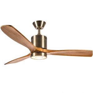 Quạt trần đèn cánh gỗ nâu hiện đại QT-101