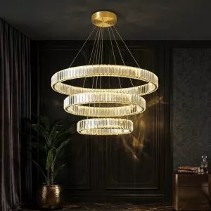 Đèn chùm phale, thiết kế 3 tầng, vòng tròn phale trắng cao cấp DC-408