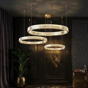 Đèn chùm phale, thiết kế thả ngang, 3 vòng tròn phale trắng cao cấp DC-411