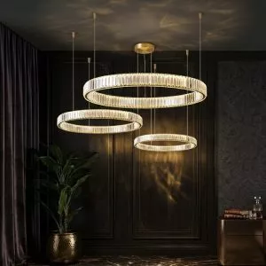 Đèn chùm phale, thiết kế thả ngang, 3 vòng tròn phale trắng cao cấp DC-411