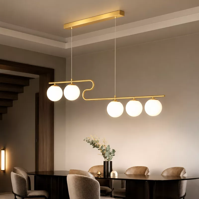 Đèn thả hiện đại - thiết kế thả ngang, quả cầu thủy tinh đục DT-31 - Hình ảnh 4