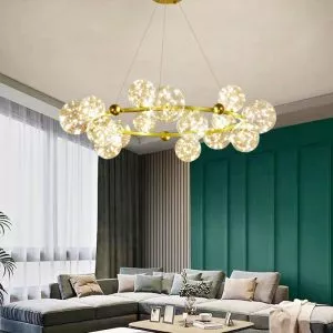Đèn thả hiện đại – thiết kế vòng tròn kim loại phối chao thủy tinh DT-29