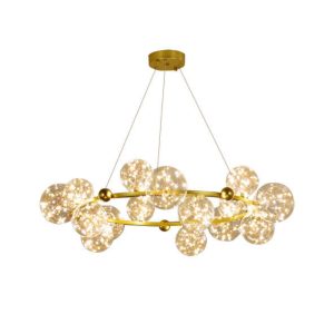 Đèn thả hiện đại – thiết kế vòng tròn kim loại phối chao thủy tinh DT-29