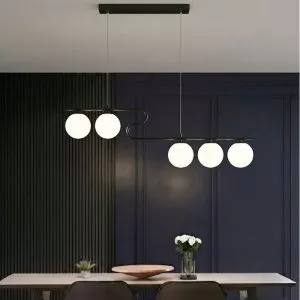 Đèn chùm hiện đại – thiết kế thả ngang, quả cầu thủy tinh đục DC-424