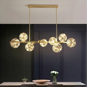 Đèn chùm hiện đại – thiết kế thả ngang, chao thủy tinh DC-427