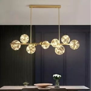Đèn chùm hiện đại – thiết kế thả ngang, chao thủy tinh DC-427