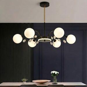 Đèn chùm hiện đại – thiết kế kiểu tròn, chao thủy tinh đục nghệ thuật DC-428