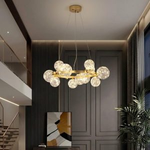 Đèn chùm hiện đại – thiết kế kiểu tròn, chao thủy tinh nghệ thuật DC-440