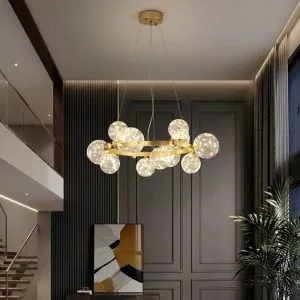 Đèn chùm hiện đại – thiết kế kiểu tròn, chao thủy tinh nghệ thuật DC-440