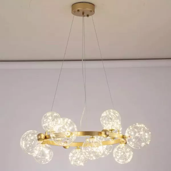 Đèn chùm hiện đại - thiết kế kiểu tròn, chao thủy tinh nghệ thuật DC-440 - Hình ảnh 2