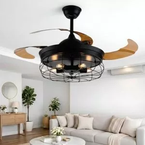 Quạt Trần Đèn, Cánh Xếp, Thiết Kế Retro QT-194