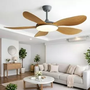 Quạt Trần Đèn, Cánh Nhựa Giả Gỗ, Thiết Kế Hiện Đại QT-197